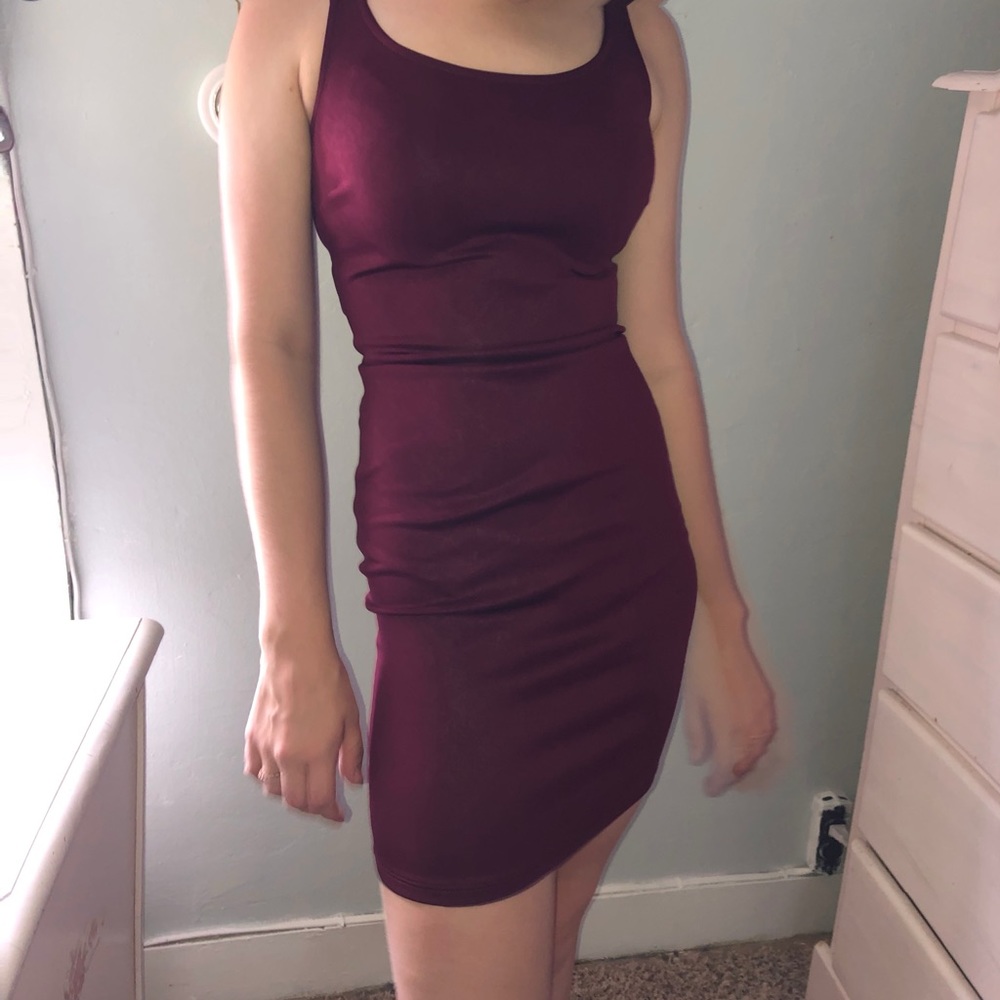 red fitted dress